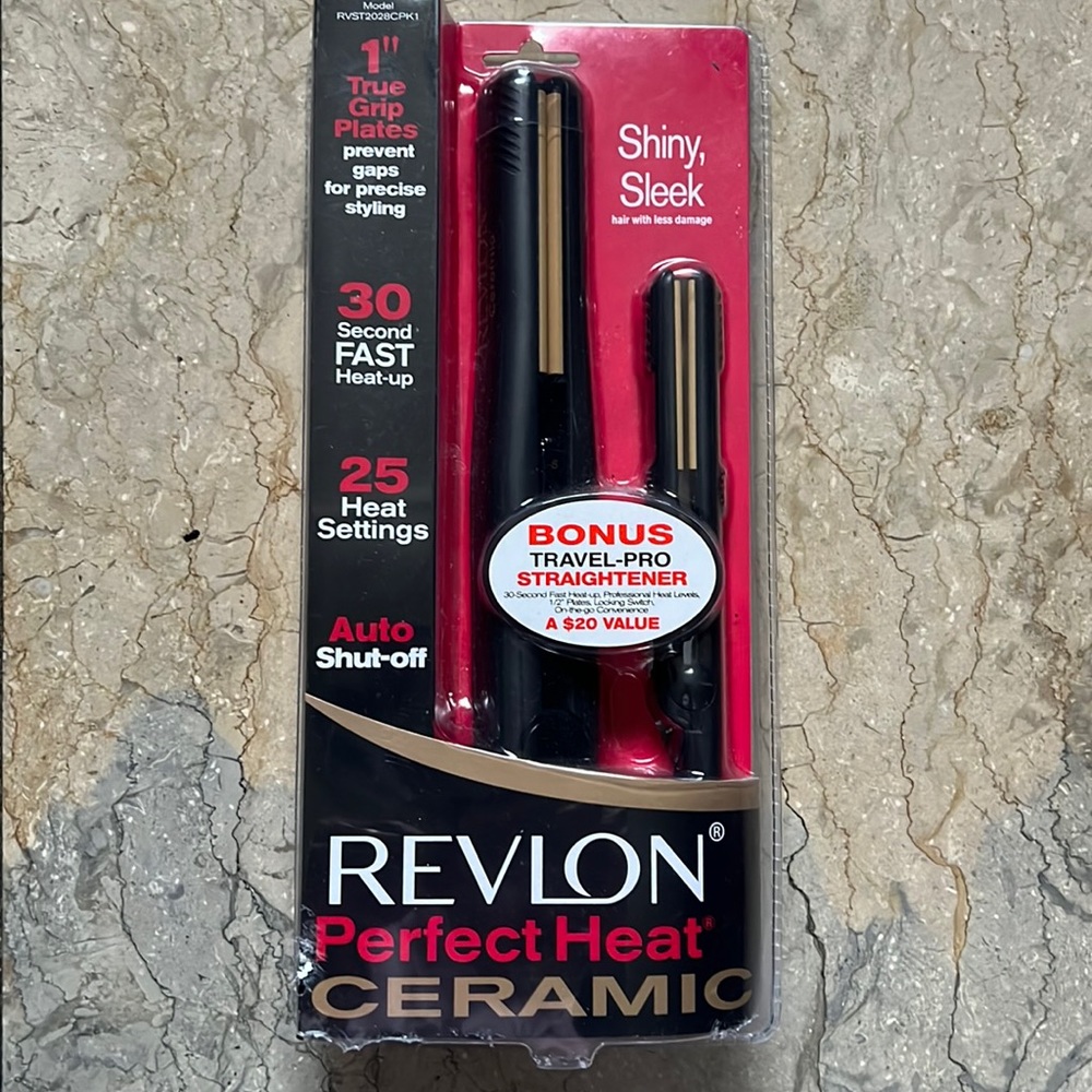 Revlon Perfect Heat 1” ceramic straight iron with bonus